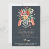 Rustieke Waterverf Floral Boho Verlovingsfeest Kaart (Voorkant)