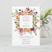 Rustieke Waterverf Floral bruiloft uitnodiging (Staand voorkant)