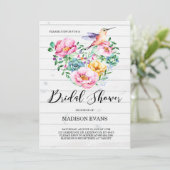 Rustieke Waterverf Floral Hummingbird Vrijgezellen Kaart (Staand voorkant)