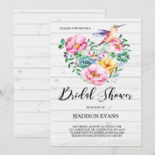 Rustieke Waterverf Floral Hummingbird Vrijgezellen Kaart (Voorkant / Achterkant)