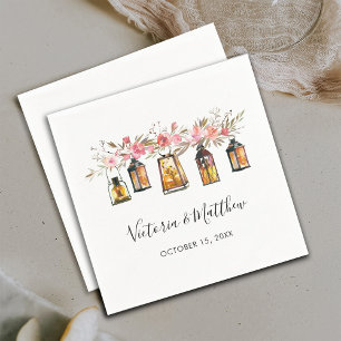 Rustieke Waterverf Floral Lantern Bruiloft Servet