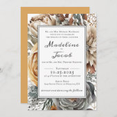 Rustieke Waterverf Floral Modern Script Bruiloft Kaart (Voorkant / Achterkant)