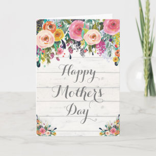 Rustieke Waterverf Floral Moederdag Kaart