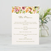 Rustieke Waterverf Floral Wedding Custom Menu (Staand voorkant)