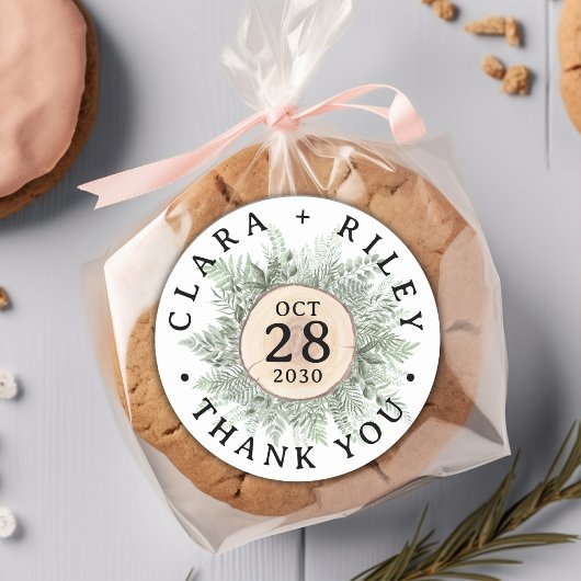 Rustieke Waterverf Floral Wood bruiloft dank u Ronde Sticker