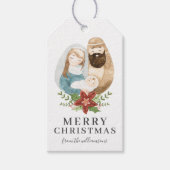 Rustieke Waterverf Geboorte Christelijk Kerstmis Cadeaulabel (Voorkant)