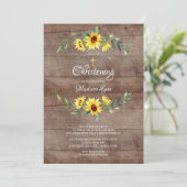 Rustieke Waterverf Gele Zonnebloemen Doop Kaart (Staand voorkant)