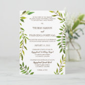 Rustieke Waterverf groen bruiloft uitnodiging Kaar (Staand voorkant)