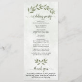 Rustieke Waterverf Groen Elegant Salie Bruiloft Programma (Achterkant)