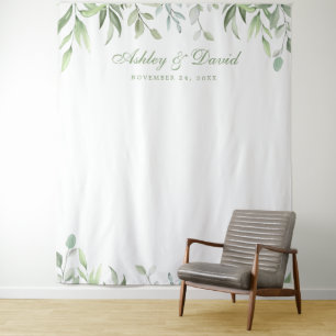 Rustieke waterverf groene bloemen foto achtergrond wandkleed