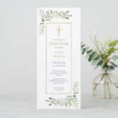Rustieke waterverf groene doop of kerstdoop uitnod kaart (Staand voorkant)