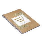 Rustieke Waterverf Groene Monogram Naam Notitieboek (Rechterzijde)