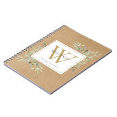 Rustieke Waterverf Groene Monogram Naam Notitieboek (Linkerzijde)