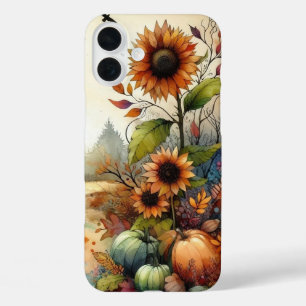 RUSTIEKE WATERVERF HERFST SCENE MET POMPOENEN iPhone 16 PLUS HOESJE