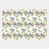 Rustieke Waterverf Holly Pattern Vrolijk Kerstfees Inpakpapier Vel (Voorkant)