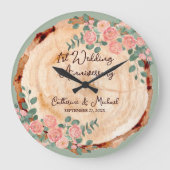 Rustieke Waterverf Hout Slice Sage Groen Grote Klok (Voorkant)