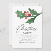 Rustieke Waterverf Hulst Kerstvakantie Kerstfeest Kaart (Voorkant)