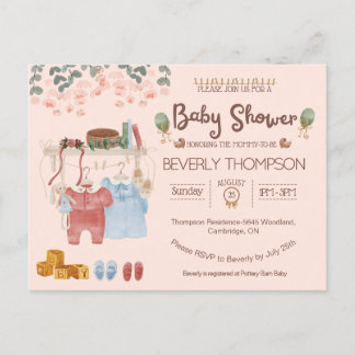 Rustieke Waterverf jongen meisje baby shower Brief Briefkaart