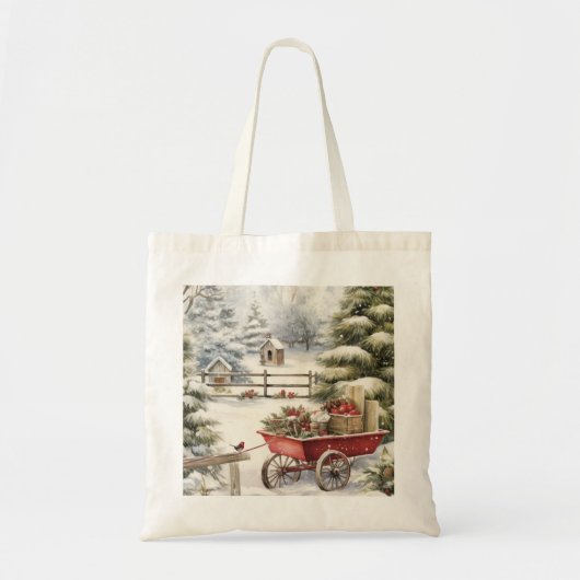 Rustieke Waterverf kerstbomen Tote Bag (Voorkant)