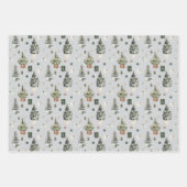 Rustieke Waterverf Kerstboom Bloemen Inpakpapier Vel (Voorkant 3)