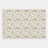 Rustieke Waterverf Kerstboom Bloemen Inpakpapier Vel (Voorkant)