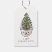 Rustieke Waterverf kerstboom Cadeaulabel (Voorkant)