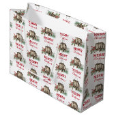 Rustieke Waterverf Kerstlantaarn Pijnboombessen Groot Cadeauzakje (Voorkant Gekanteld)