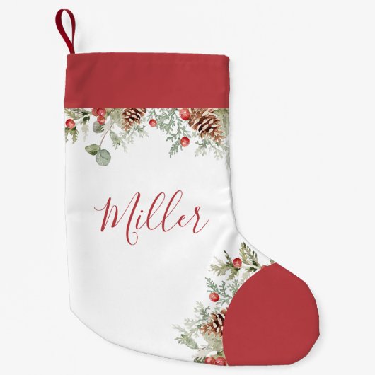 Rustieke Waterverf Kerstmis Botanicals Kleine Kerstsok (Voorkant)