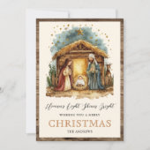  rustieke Waterverf kerststal Feestdagenkaart (Voorkant)