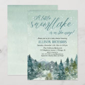 Rustieke waterverf kleine sneeuwvlok baby shower kaart (Voorkant / Achterkant)