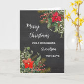 Rustieke Waterverf Kleinzoon Vrolijk Kerstfeest Kaart (Gele Bloem)