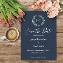 Rustieke waterverf laat marineblauw Save the Dates