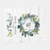 Rustieke Waterverf Laurel Krans Monogram Pas getro Fleece Deken (Voorkant (Horizontaal))