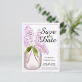 Rustieke Waterverf Lilacs Bruiloft Save the Date Uitnodiging Briefkaart (Staand voorkant)