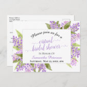 Rustieke Waterverf Lilacs Virtual Vrijgezellenfees Uitnodiging Briefkaart (Voorkant / Achterkant)
