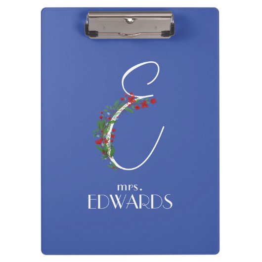 Rustieke waterverf monogram E docent Klembord (Voorkant)