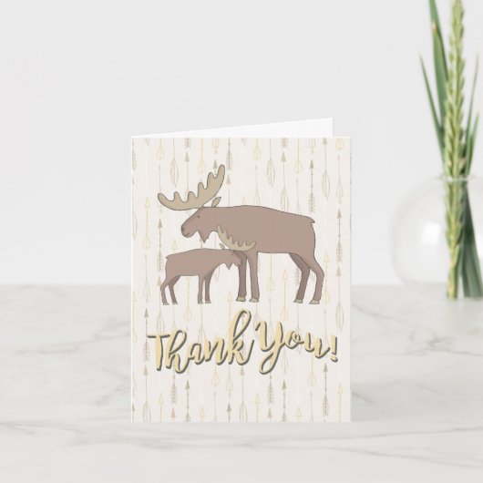 Rustieke Waterverf Moose boho Bedankt briefkaart (Voorkant)