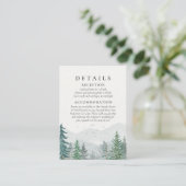 Rustieke Waterverf Mountain Green Pine Tree Bruilo Informatiekaartje (Staand voorkant)