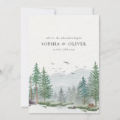 Rustieke Waterverf Mountain Green Pine Tree Bruilo Kaart (Achterkant)