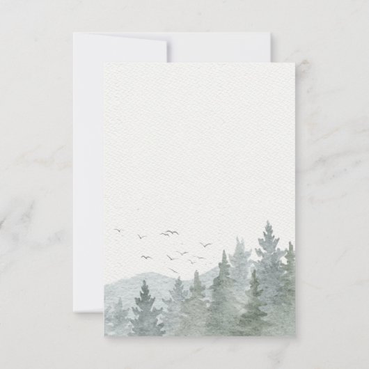 Rustieke Waterverf Mountain Tree Wedding QR-code RSVP Kaartje (Achterkant)