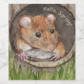 rustieke Waterverf muis Wijn Etiket (Enkel label)