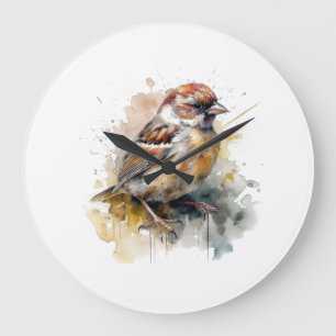 Rustieke Waterverf Mus Vogel Wandklok Kunst Grote Klok