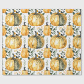 Rustieke Waterverf Oranje Pompoen Patch Herfst Cadeaupapier (Vlak)
