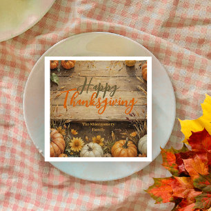 Rustieke Waterverf Oranje Pompoen Thanksgiving Servet