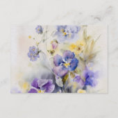 Rustieke Waterverf Paarse & gele bruiloft Details Informatiekaartje (Achterkant)