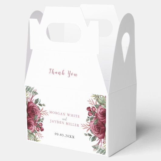 Rustieke Waterverf Pastel Maroon Bloom Bruiloft Bedankdoosjes (Geopend)