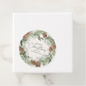 Rustieke Waterverf Pine Cone Krans Vrolijk Kerstfe Bedankjes Labels (In situ)