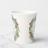 Rustieke Waterverf Pine Cone Krans Vrolijk Kerstfe Papieren Bekers (Rechts)