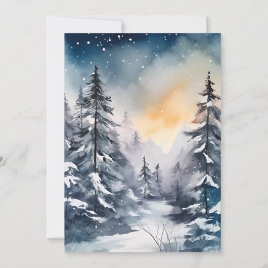 Rustieke Waterverf Pine Tree Bridal Kaart (Achterkant)