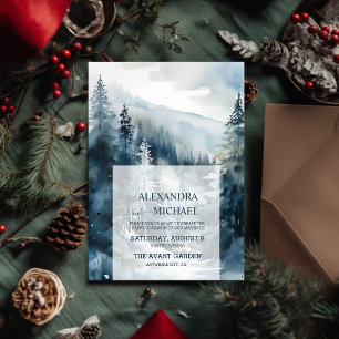 Rustieke Waterverf Pine Tree Bruiloft Kaart